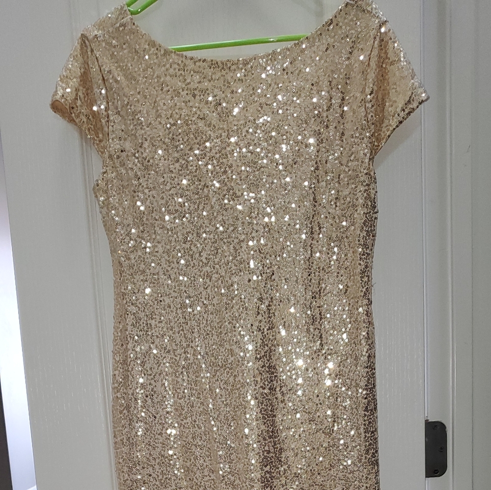 Gold sequin mermaid cut dress